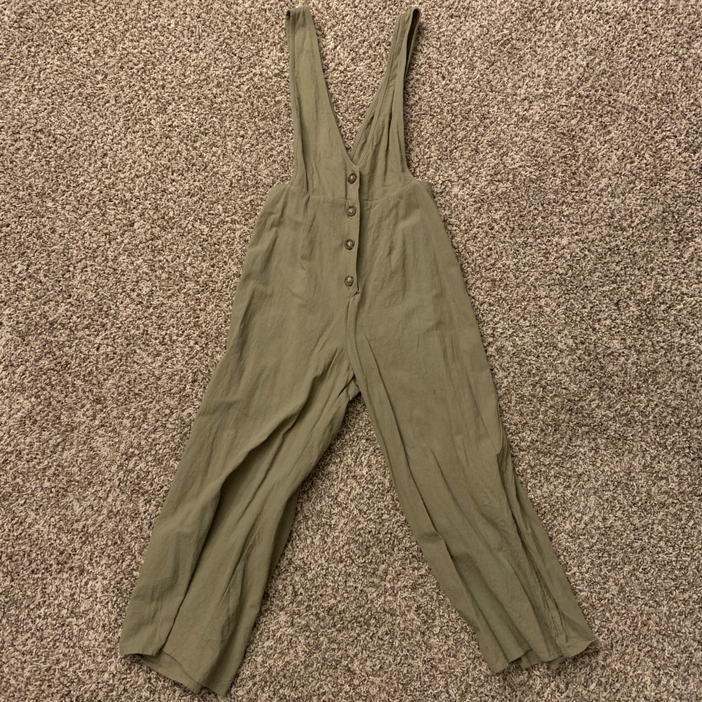 Green Cropped Jumpsuit